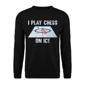 I play Chess on Ice Curling House - Unisex Sweatshirt - black - Front - Alina (178cm) & Michal (187cm)