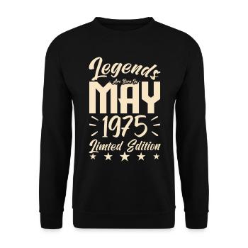 Geboren 1975 Geburtstagsgeschenk 1975. - Unisex Pullover - Schwarz - Vorne - Alina (178cm) & Michal (187cm)