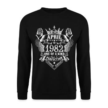 April 1982 Jahrestag April 1982 April - Unisex Pullover - Schwarz - Vorne - Alina (178cm) & Michal (187cm)