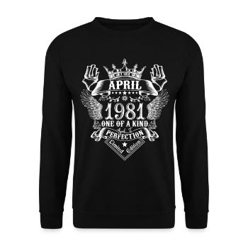 Avril 1981 anniversaire Avril 1981 Avril - Sweat-shirt Unisexe - noir - Devant - Alina (178cm) & Michal (187cm)