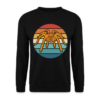 Retro 70er 80er Vogelspinne Spinnenliebhaber - Unisex Pullover - Schwarz - Vorne - Alina (178cm) & Michal (187cm)
