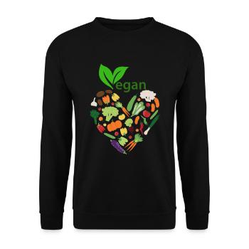 Cœur végétal végétalien - Sweat-shirt Unisexe - noir - Devant - Alina (178cm) & Michal (187cm)