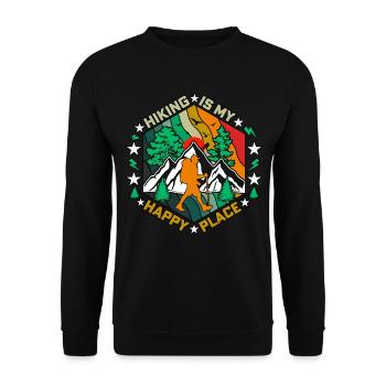 Hiking Is My Happy Place Nature Camping - Unisex Sweatshirt - black - Front - Alina (178cm) & Michal (187cm)
