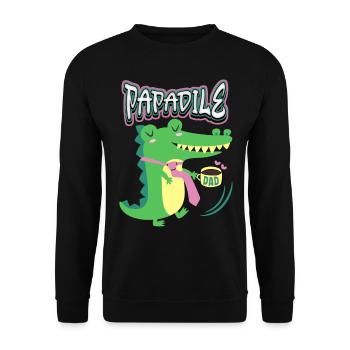 Papa father, crocodile crocodile saying Father's Day - Unisex Sweatshirt - black - Front - Alina (178cm) & Michal (187cm)