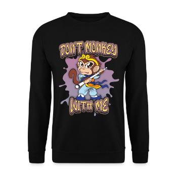 Affe, Cartoon-Affe, Ninja-Affe, lustiger Spruch - Unisex Pullover - Schwarz - Vorne - Alina (178cm) & Michal (187cm)