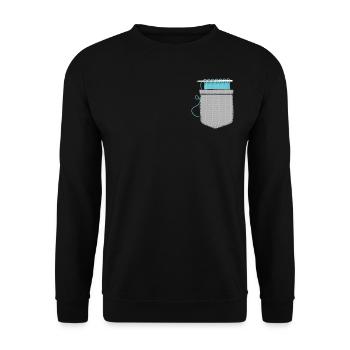 Knitting Knitter Pocket Knitting - Unisex Pullover - Schwarz - Vorne - Alina (178cm) & Michal (187cm)