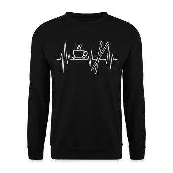 Knitting Knitter Heartbeat - Unisex Pullover - Schwarz - Vorne - Alina (178cm) & Michal (187cm)