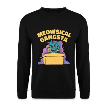 Musical Gangsta Party DJ Music Cat Owner Pet - Unisex Sweatshirt - black - Front - Alina (178cm) & Michal (187cm)