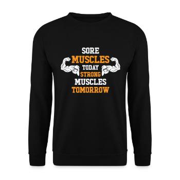 Muskelkater Fitness Bodybuilding Gewichtheber - Unisex Pullover - Schwarz - Vorne - Alina (178cm) & Michal (187cm)