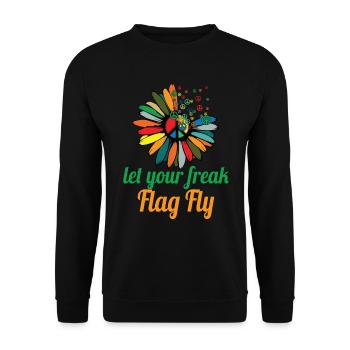 Hippie Peace Zeichen Frieden Blumen Blumenkind - Unisex Pullover - Schwarz - Vorne - Alina (178cm) & Michal (187cm)