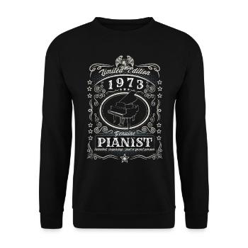 Vintage 1973 Pianist Geburtstag Geschenk Hobby - Unisex Pullover - Schwarz - Vorne - Alina (178cm) & Michal (187cm)