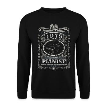 Vintage 1975 Pianist Geburtstag Geschenk Hobby - Unisex Pullover - Schwarz - Vorne - Alina (178cm) & Michal (187cm)