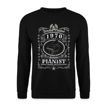 Vintage 1970 Pianist Geburtstag Geschenk Hobby - Unisex Pullover - Schwarz - Vorne - Alina (178cm) & Michal (187cm)