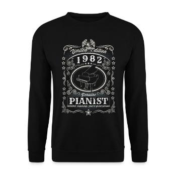 Vintage 1982 Pianist Geburtstag Geschenk Hobby - Unisex Pullover - Schwarz - Vorne - Alina (178cm) & Michal (187cm)
