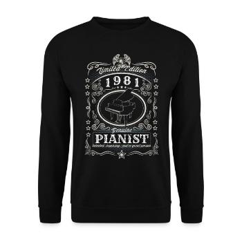 Vintage 1981 Pianiste Cadeau d’anniversaire Hobby - Sweat-shirt Unisexe - noir - Devant - Alina (178cm) & Michal (187cm)