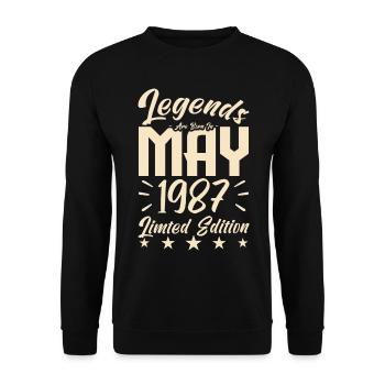 Naissance En mai 1987 Cadeau d'anniversaire 1987. - Sweat-shirt Unisexe - noir - Devant - Alina (178cm) & Michal (187cm)