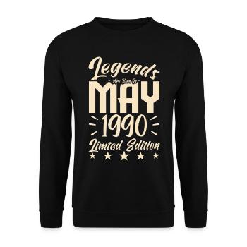 Geboren Mai 1990 Geburtstagsgeschenk 1990. - Unisex Pullover - Schwarz - Vorne - Alina (178cm) & Michal (187cm)