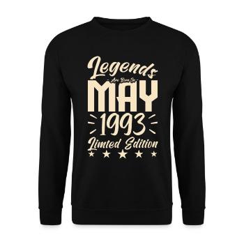 Naissance En mai 1993 Cadeau d'anniversaire 1993. - Sweat-shirt Unisexe - noir - Devant - Alina (178cm) & Michal (187cm)