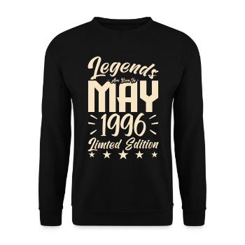 Geboren Mai 1996 Geburtstagsgeschenk 1996. - Unisex Pullover - Schwarz - Vorne - Alina (178cm) & Michal (187cm)