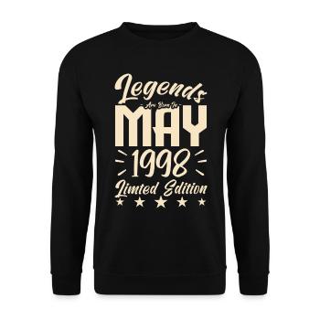 Geboren Mai 1998 Geburtstagsgeschenk 1998. - Unisex Pullover - Schwarz - Vorne - Alina (178cm) & Michal (187cm)