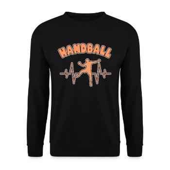 Handball Herzschlag - Unisex Pullover - Schwarz - Vorne - Alina (178cm) & Michal (187cm)