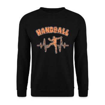Handball Herzschlag - Unisex Pullover - Schwarz - Vorne - Alina (178cm) & Michal (187cm)