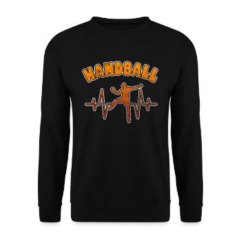Handball Herzschlag - Unisex Pullover - Schwarz - Vorne - Alina (178cm) & Michal (187cm)