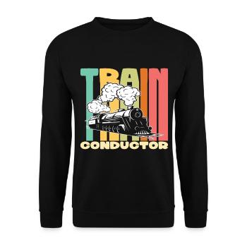 Train Conductor Eisenbahn Zug Modelleisenbahn - Unisex Pullover - Schwarz - Vorne - Alina (178cm) & Michal (187cm)