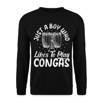 Just A Boy Who Likes To Play Congas - Unisex Pullover - Schwarz - Vorne - Alina (178cm) & Michal (187cm)
