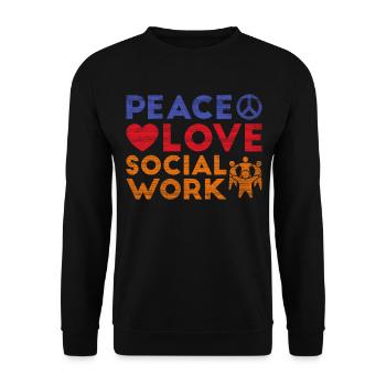 Peace Love Socialwork Sozialarbeiter - Unisex Pullover - Schwarz - Vorne - Alina (178cm) & Michal (187cm)