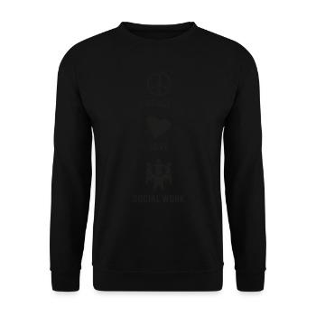 Peace Love Socialwork Social Worker - Unisex Sweatshirt - black - Front - Alina (178cm) & Michal (187cm)