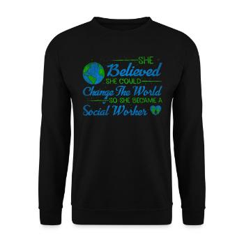 She Believed She Could Change A Lot - Unisex Pullover - Schwarz - Vorne - Alina (178cm) & Michal (187cm)