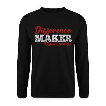 Difference Maker Proud Sozialarbeiter - Unisex Pullover - Schwarz - Vorne - Alina (178cm) & Michal (187cm)