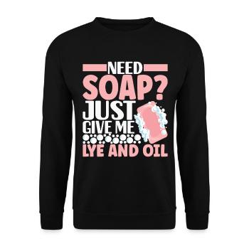 Savonnier fabrication de savon - Sweat-shirt Unisexe - noir - Devant - Alina (178cm) & Michal (187cm)
