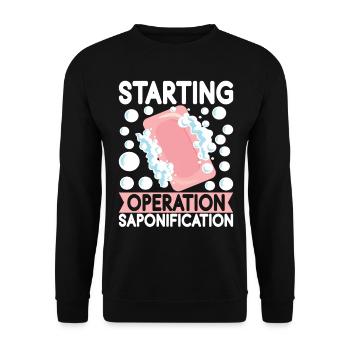Savonnier fabrication de savon - Sweat-shirt Unisexe - noir - Devant - Alina (178cm) & Michal (187cm)