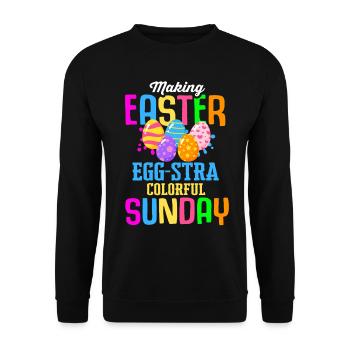 Easter Colorful Egg Dye Rabbit Egg Hunt - Unisex Sweatshirt - black - Front - Alina (178cm) & Michal (187cm)