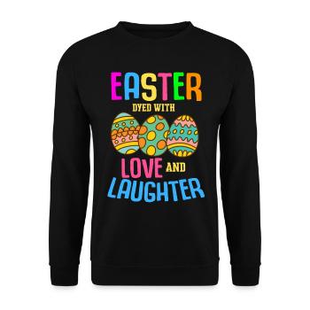 Easter Colorful Egg Dye Rabbit Egg Hunt - Unisex Sweatshirt - black - Front - Alina (178cm) & Michal (187cm)