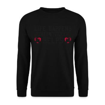 La vie se passe Un travailleur social aide Sozialarbeiter - Sweat-shirt Unisexe - noir - Devant - Alina (178cm) & Michal (187cm)