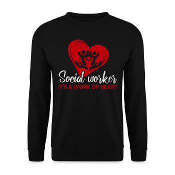 Difference Maker Proud Sozialarbeiter - Unisex Pullover - Schwarz - Vorne - Alina (178cm) & Michal (187cm)
