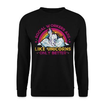 Les travailleurs sociaux ne sont comme des licornes que mieux - Sweat-shirt Unisexe - noir - Devant - Alina (178cm) & Michal (187cm)
