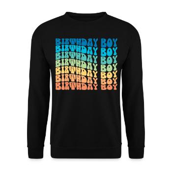 Birthday Boy - Groovy Retro Vintage Birthday - Sweat-shirt Unisexe - noir - Devant - Alina (178cm) & Michal (187cm)