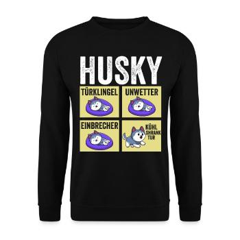 Dog Husky - Unisex Sweatshirt - black - Front - Alina (178cm) & Michal (187cm)