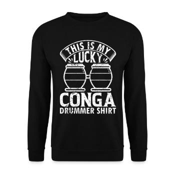 Ceci est ma chemise de batteur Lucky Conga Conga Musicia - Sweat-shirt Unisexe - noir - Devant - Alina (178cm) & Michal (187cm)