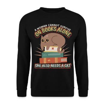 Rat de bibliothèque, livre, lecture, chat, drôle de dicton - Sweat-shirt Unisexe - noir - Devant - Alina (178cm) & Michal (187cm)