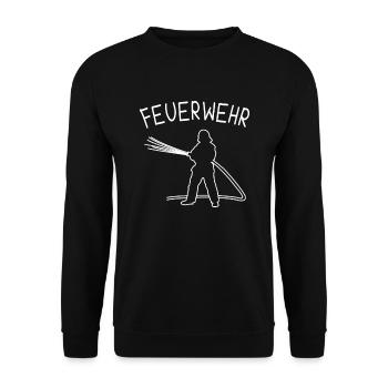 Feuerwehr Feuerwehrmann gezeichnet - Unisex Pullover - Schwarz - Vorne - Alina (178cm) & Michal (187cm)