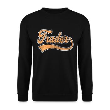 Trader Schriftzug - Unisex Pullover - Schwarz - Vorne - Alina (178cm) & Michal (187cm)