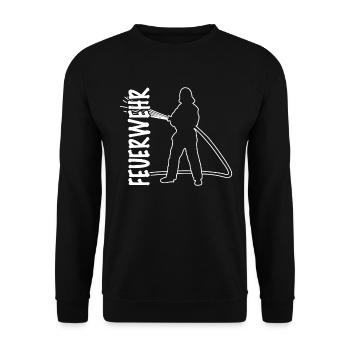 Feuerwehr Feuerwehrmann - Unisex Pullover - Schwarz - Vorne - Alina (178cm) & Michal (187cm)