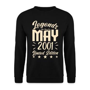 Geboren Mai 2001 Geburtstagsgeschenk 2001. - Unisex Pullover - Schwarz - Vorne - Alina (178cm) & Michal (187cm)