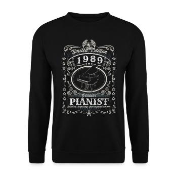 Vintage 1989 Pianist Geburtstag Geschenk Hobby - Unisex Pullover - Schwarz - Vorne - Alina (178cm) & Michal (187cm)