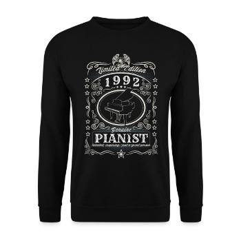 Vintage 1992 Pianist Geburtstag Geschenk Hobby - Unisex Pullover - Schwarz - Vorne - Alina (178cm) & Michal (187cm)